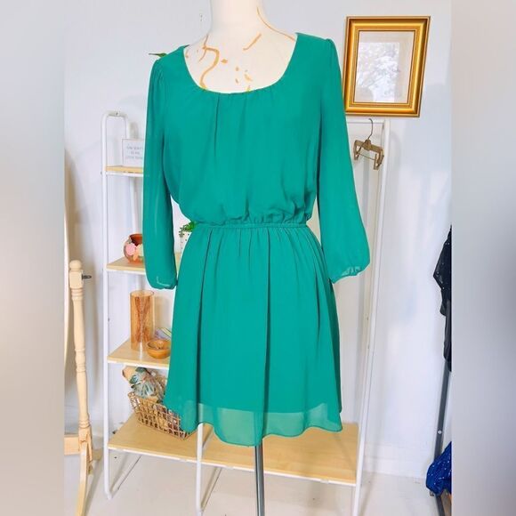 Forest Green Fitted Mini Dress - Picture 1 of 5